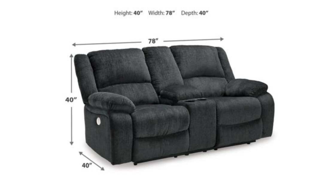 Modern Heritage Draycoll Fabric Reclining Loveseat with Console