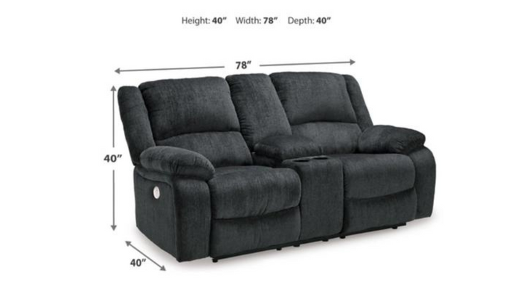 Modern Heritage Draycoll Fabric Reclining Loveseat with Console