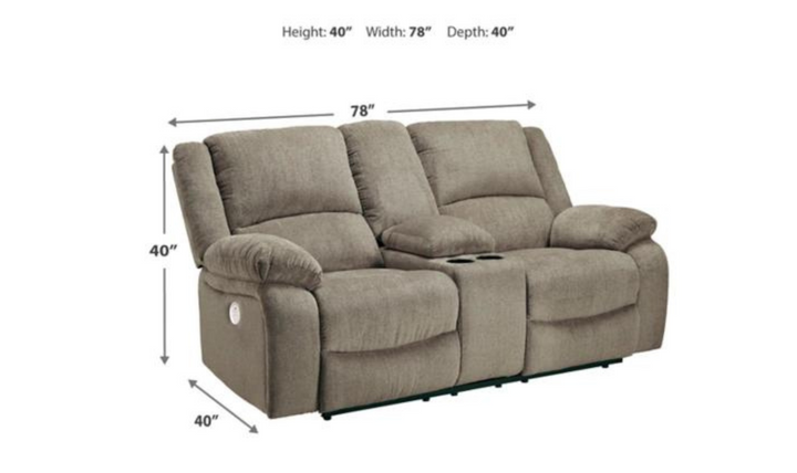 Modern Heritage Draycoll Fabric Reclining Loveseat with Console