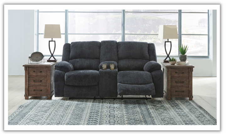 Modern Heritage Draycoll Fabric Reclining Loveseat with Console