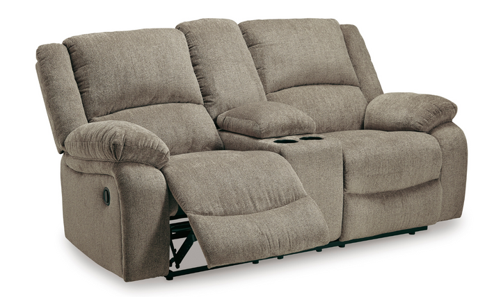 Modern Heritage Draycoll Fabric Reclining Loveseat with Console