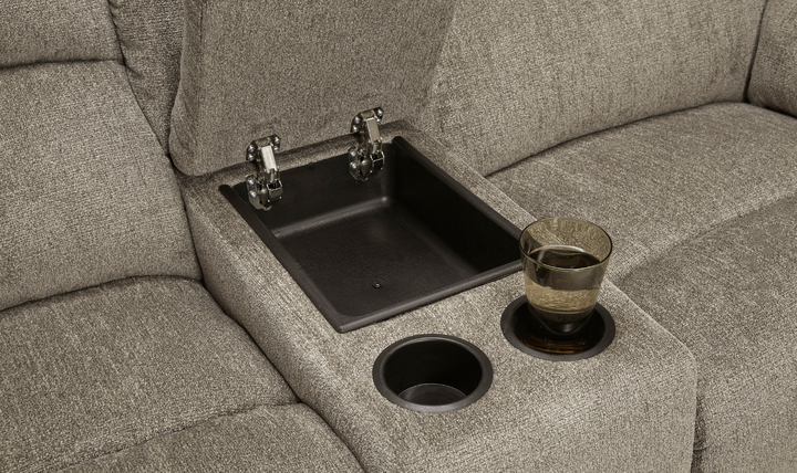 Modern Heritage Draycoll Fabric Reclining Loveseat with Console