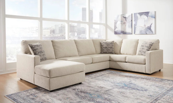 Modern Heritage Edenfield 3-Piece U-Shape Fabric Sectional with Chaise