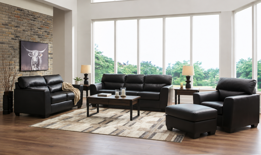 Modern Heritage Glennbre Faux Leather Stationary Living Room Set