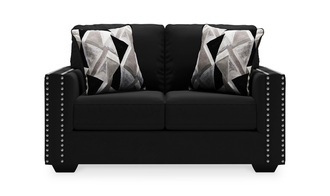 Modern Heritage Gleston 2 Piece Fabric Living Room Set in Onyx Black