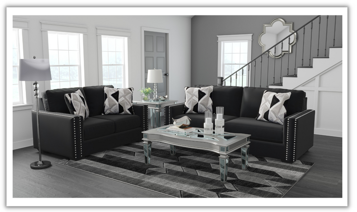 Modern Heritage Gleston 2 Piece Fabric Living Room Set in Onyx Black
