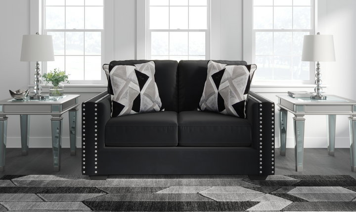 Modern Heritage Gleston 2 Piece Fabric Living Room Set in Onyx Black