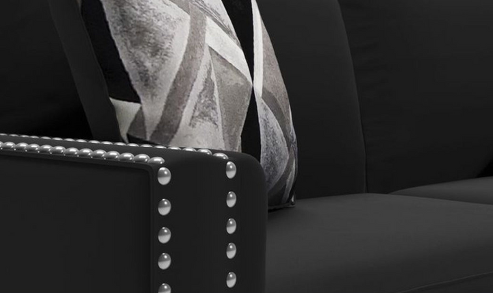 Modern Heritage Gleston 2 Piece Fabric Living Room Set in Onyx Black
