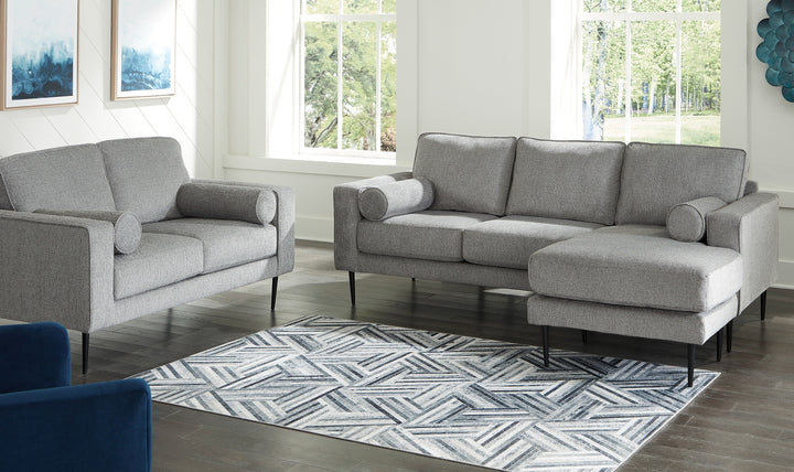 Modern Heritage Hazela Fabric Upholstered Sofa Chaise In Charcoal-Jennifer Furniture