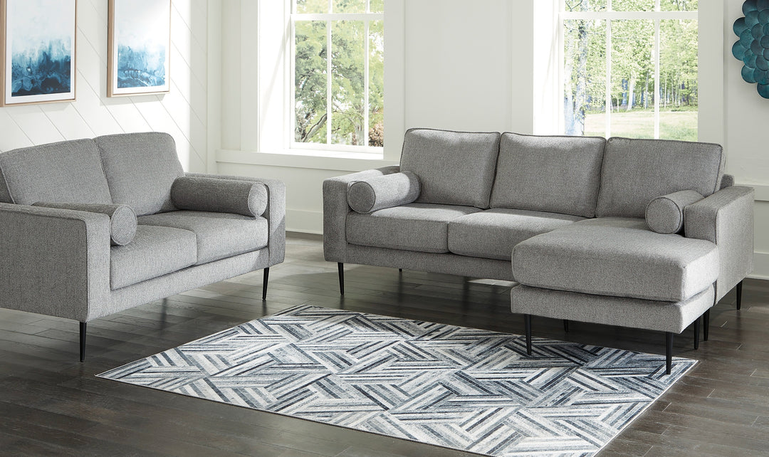Modern Heritage Hazela Fabric Upholstered Sofa Chaise In Charcoal-Jennifer Furniture