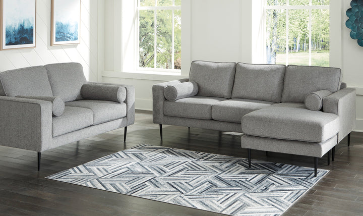 Modern Heritage Hazela Fabric Upholstered Sofa Chaise In Charcoal-Jennifer Furniture