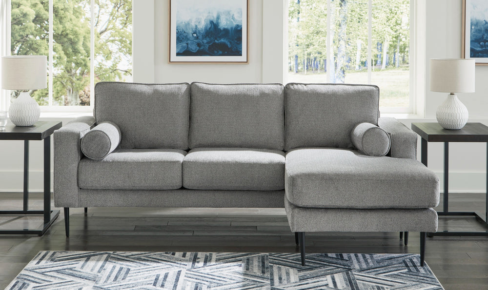 Modern Heritage Hazela Fabric Upholstered Sofa Chaise In Charcoal-Jennifer Furniture