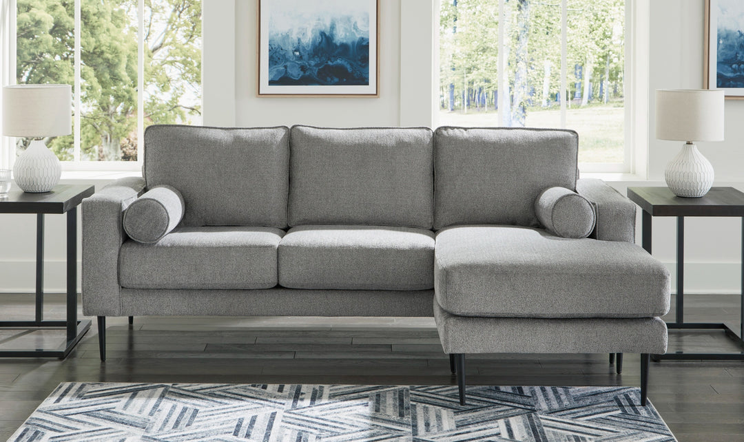Modern Heritage Hazela Fabric Upholstered Sofa Chaise In Charcoal-Jennifer Furniture