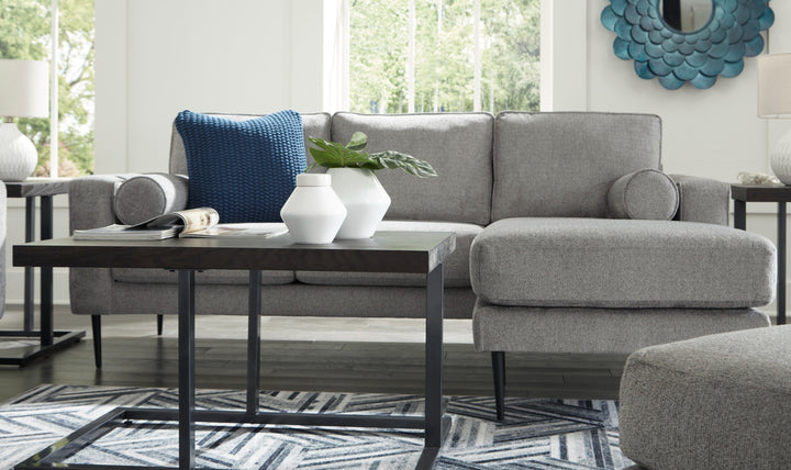Modern Heritage Hazela Fabric Upholstered Sofa Chaise In Charcoal-Jennifer Furniture