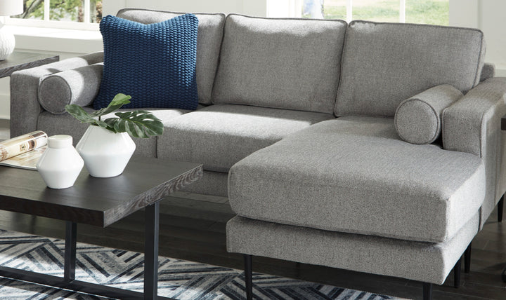 Modern Heritage Hazela Fabric Upholstered Sofa Chaise In Charcoal-Jennifer Furniture