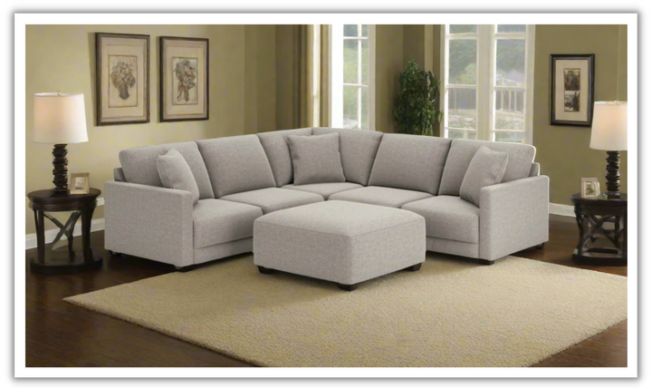 Modern Heritage Katany 5-Piece L-Shape Modular Sectional Sofa in Shadow Gray-jenniferfurniture