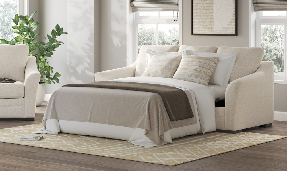 Modern Heritage Lango Queen Fabric Sofa Chaise Sleeper in Jute-Jennifer Furniture