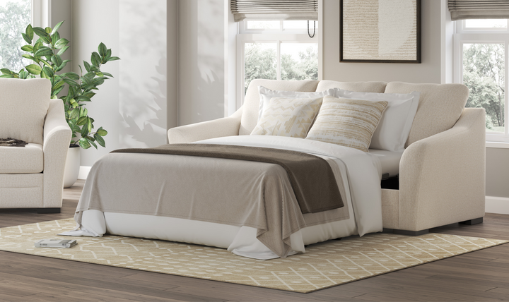 Modern Heritage Lango Queen Fabric Sofa Chaise Sleeper in Jute-Jennifer Furniture
