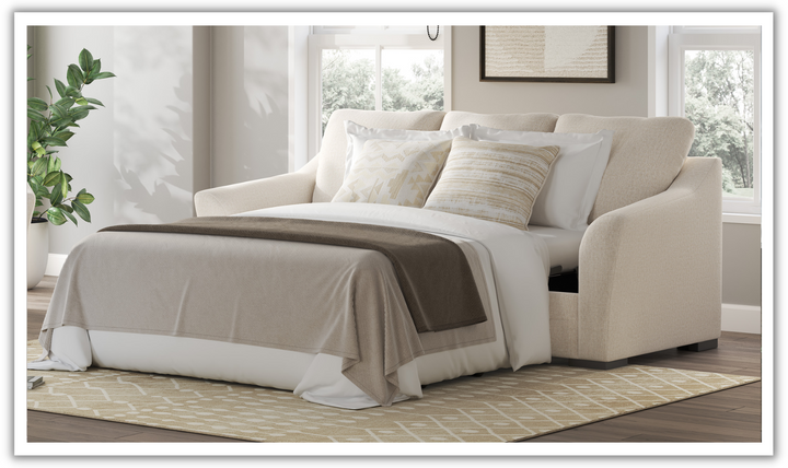 Modern Heritage Lango Queen Fabric Sofa Chaise Sleeper in Jute-Jennifer Furniture