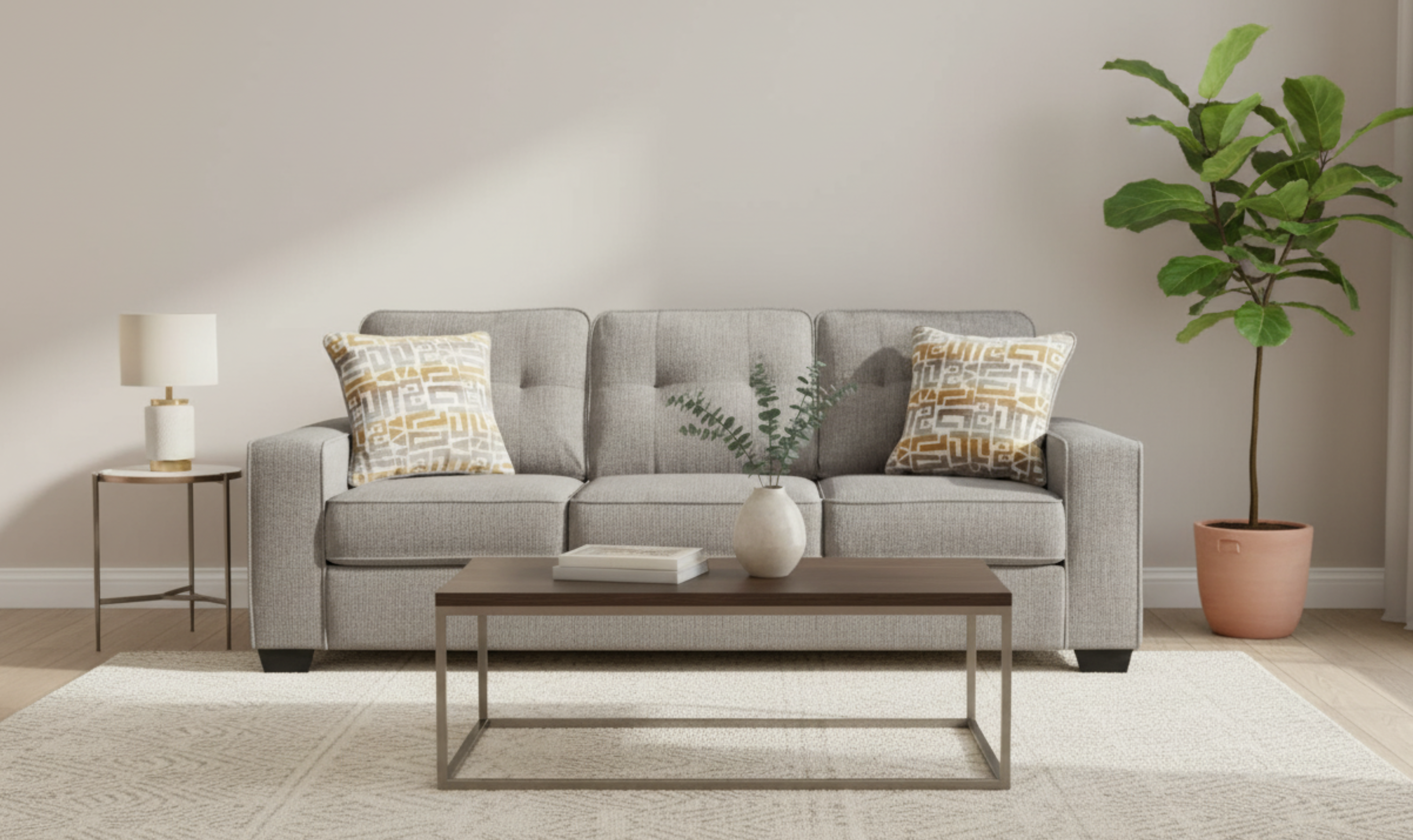 Modern Heritage Larimer 3-Seater Fabric Queen Sofa Sleeper With Two Color Options