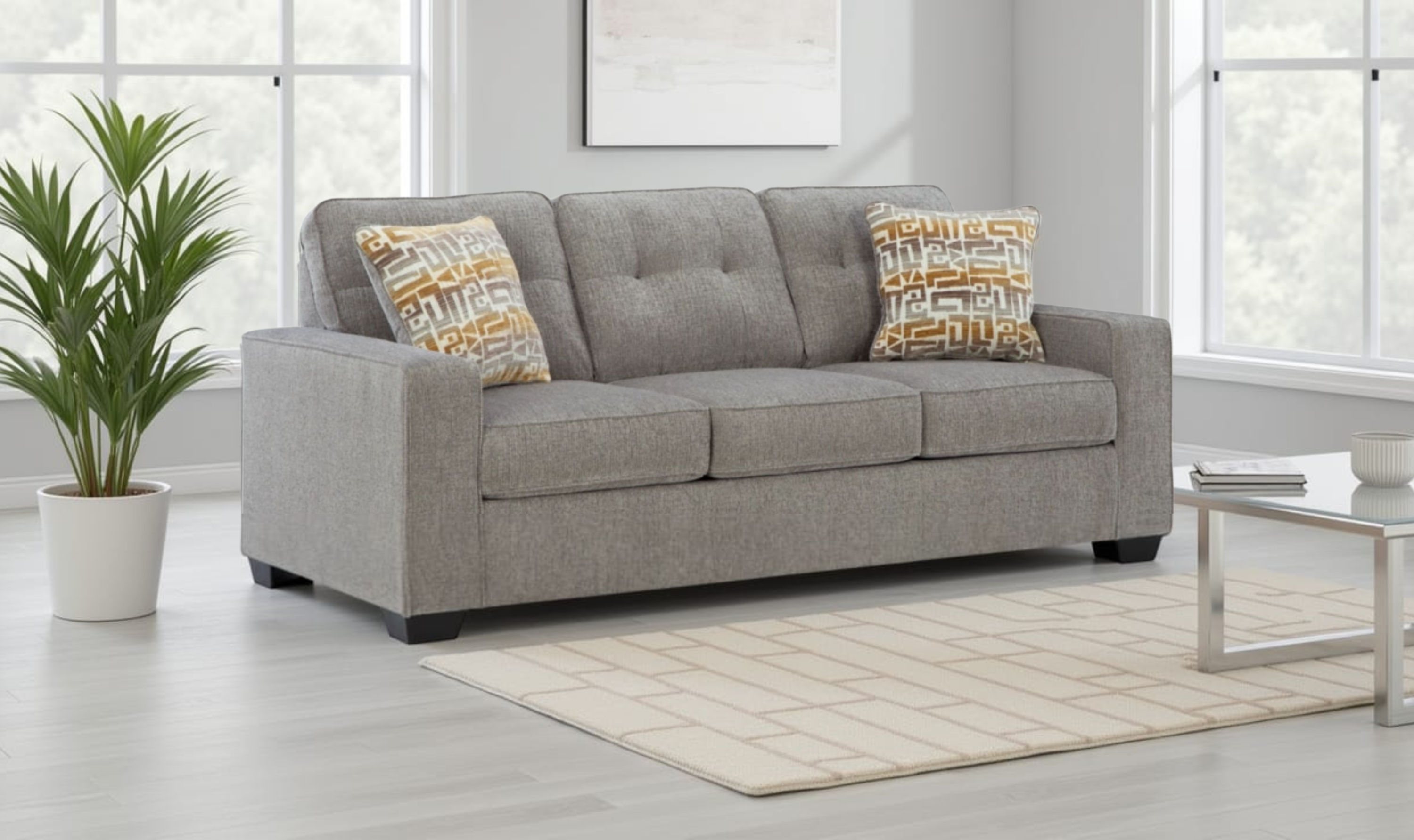 Modern Heritage Larimer 3-Seater Fabric Queen Sofa Sleeper With Two Color Options