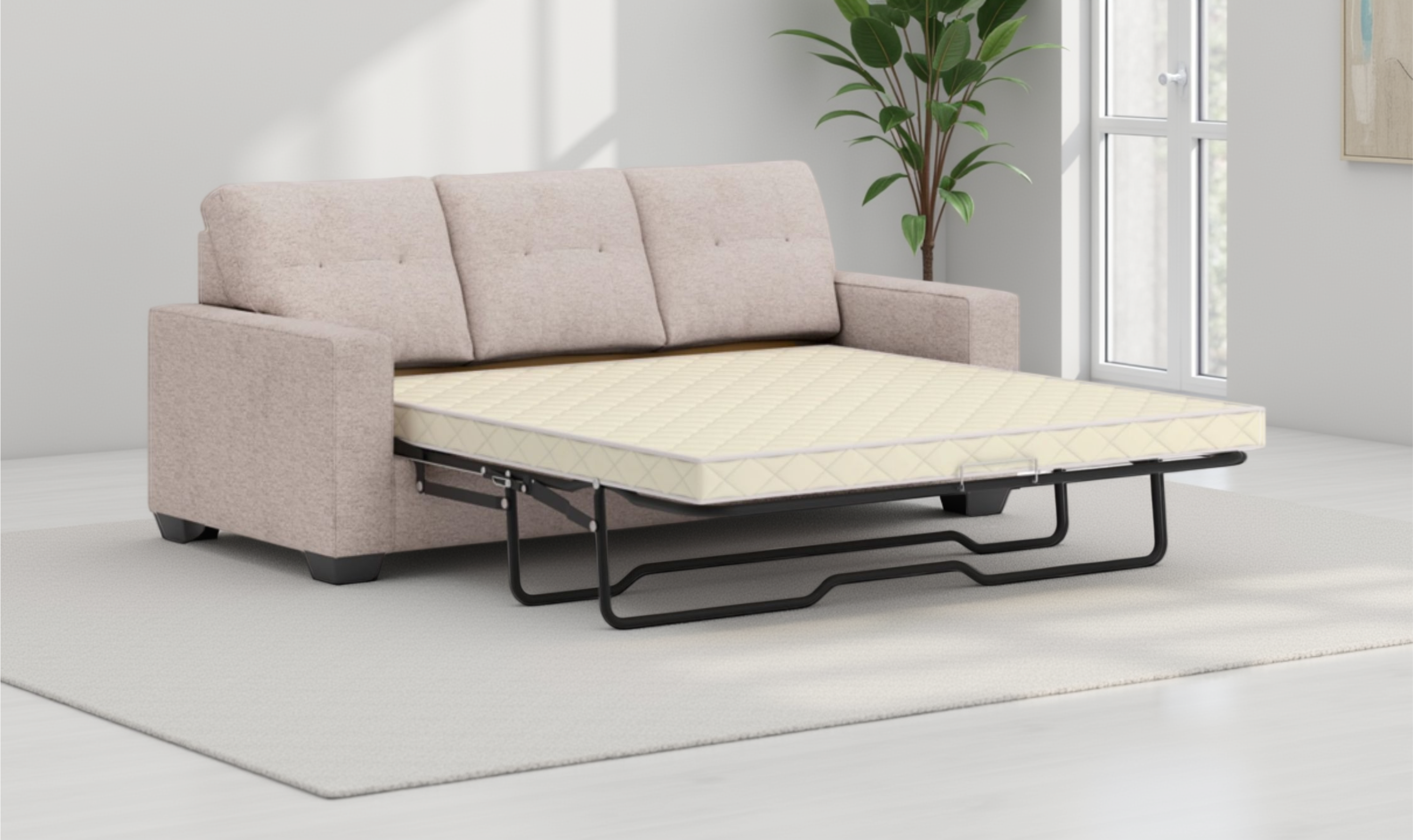 Modern Heritage Larimer 3-Seater Fabric Queen Sofa Sleeper With Two Color Options