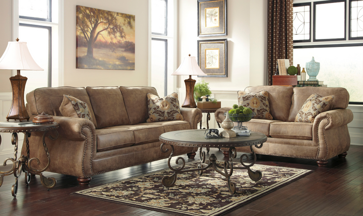Modern Heritage Larkinhurst Earth Polyester Fabric Loveseat + 2 Pillows