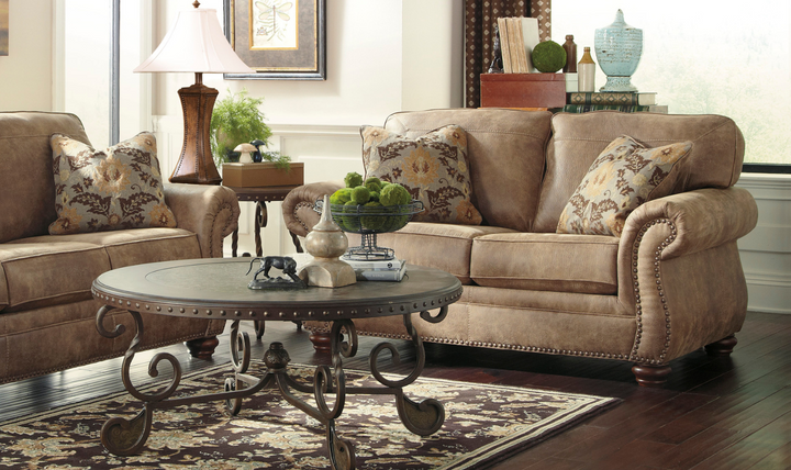 Modern Heritage Larkinhurst Earth Polyester Fabric Loveseat + 2 Pillows