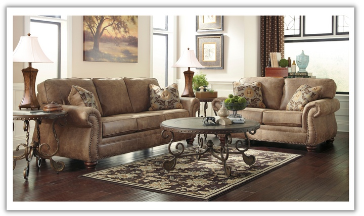Modern Heritage Larkinhurst Earth Polyester Fabric Loveseat + 2 Pillows