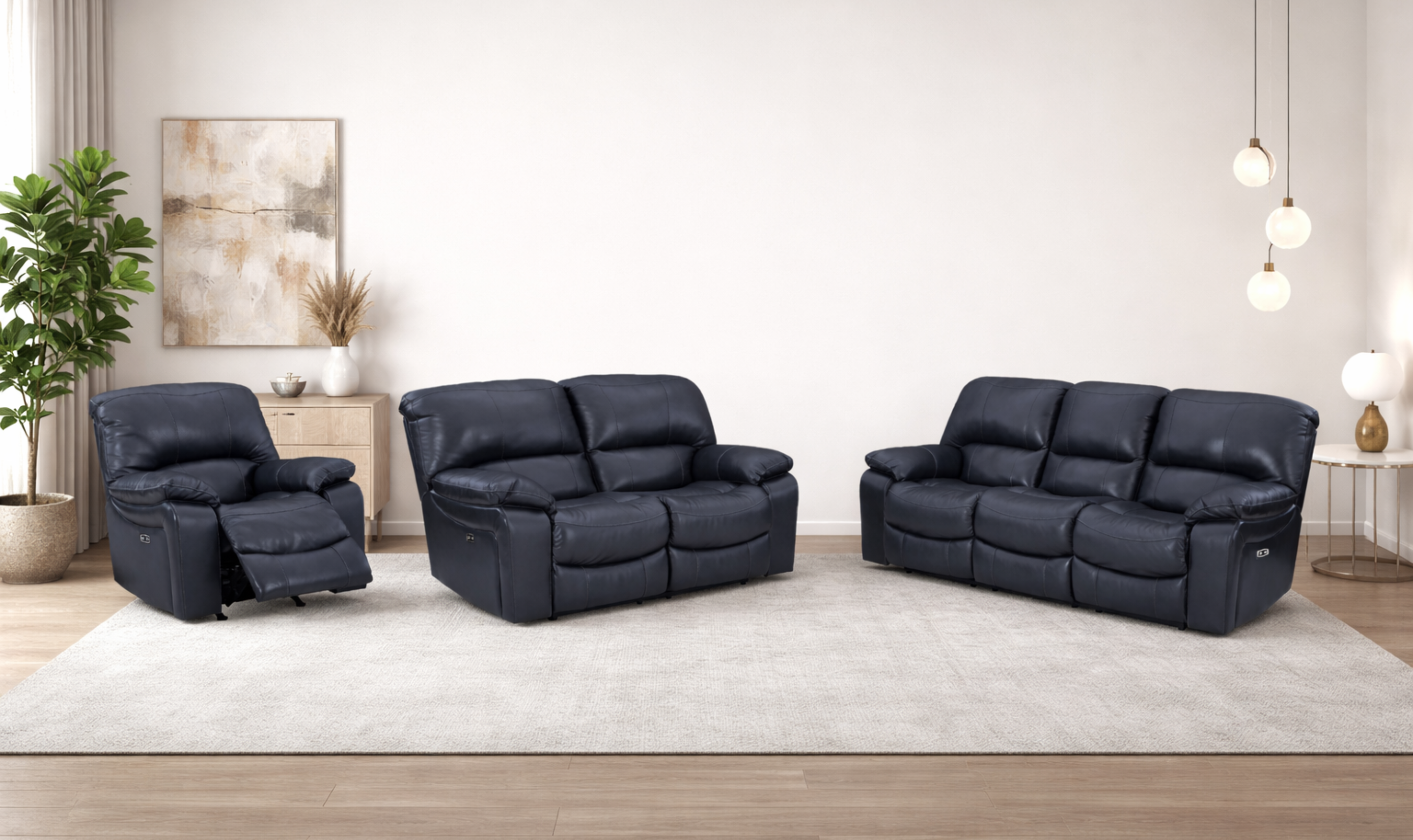 Modern Heritage Leesworth Leather Power Recliner Living Room Set