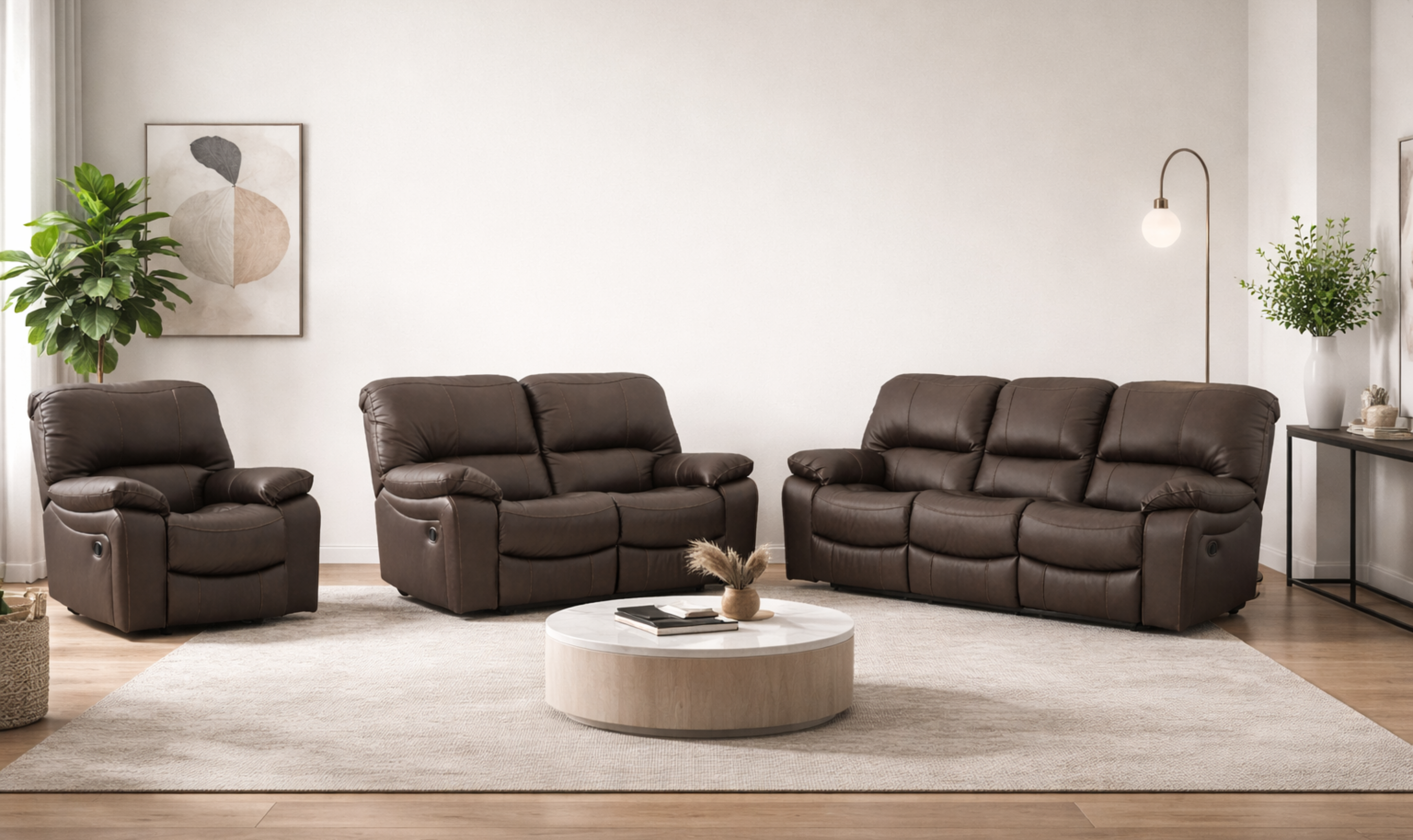 Modern Heritage Leesworth Leather Power Recliner Living Room Set