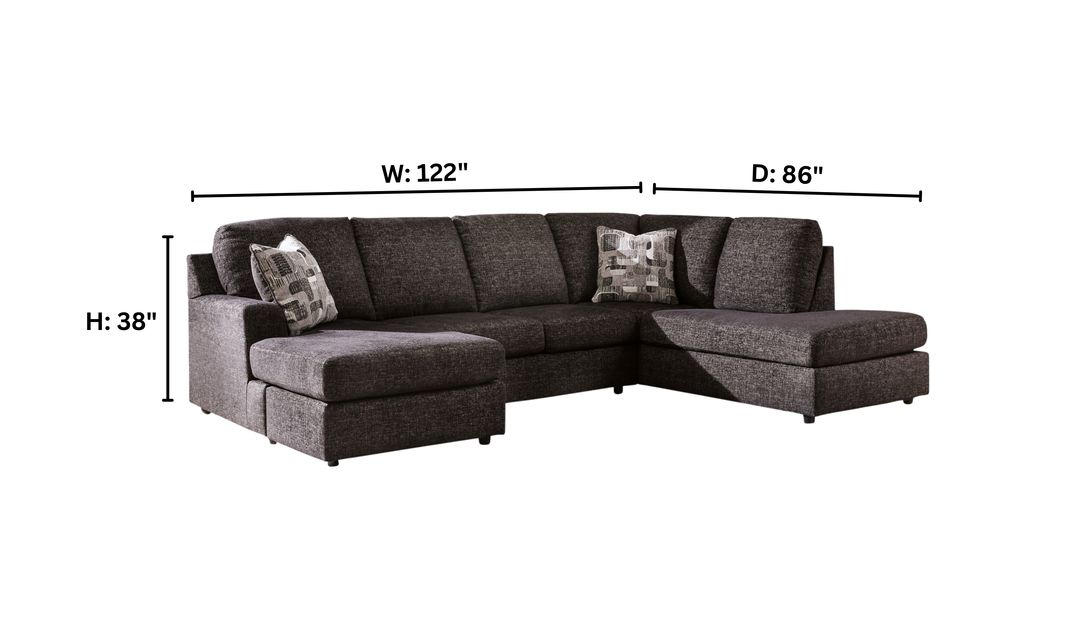 Modern Heritage Lentiz 2-Piece Fabric Sectional Sofa with Chaise-Jenniferfurniture