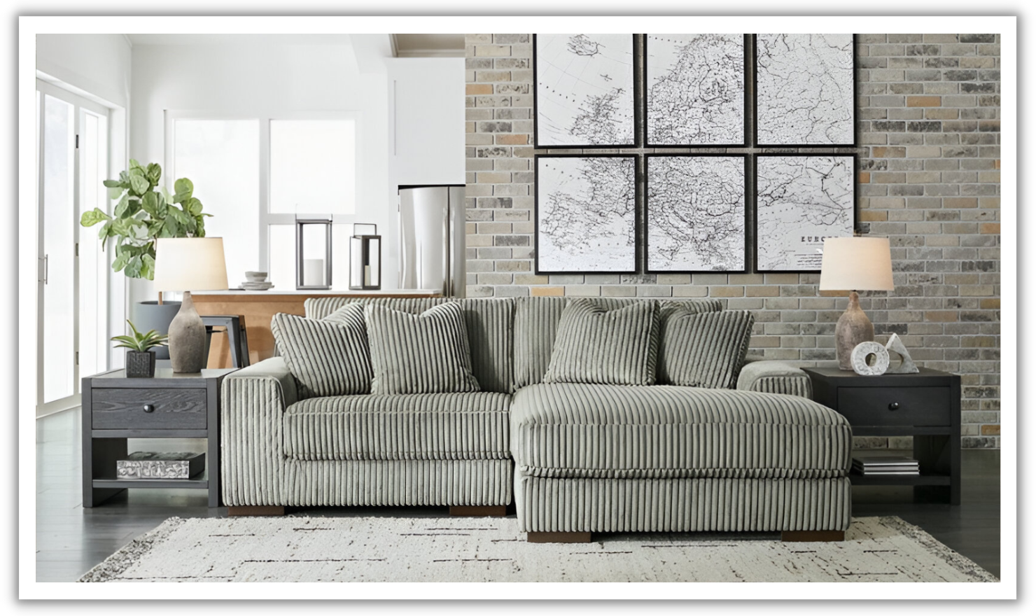 Modern Heritage Lindyn 2 Piece Fabric Sectional Sofa with Chaise Option