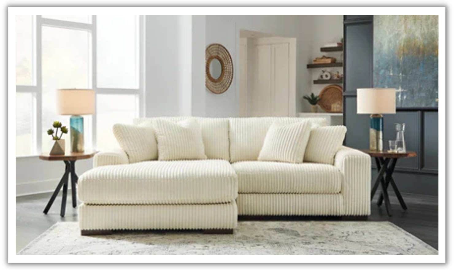 Modern Heritage Lindyn 2 Piece Fabric Sectional Sofa with Chaise Option