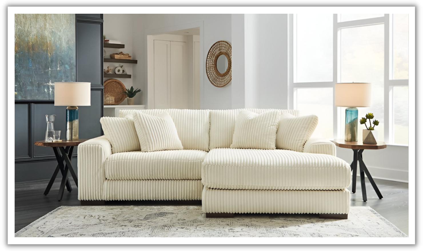 Modern Heritage Lindyn 2 Piece Fabric Sectional Sofa with Chaise Option