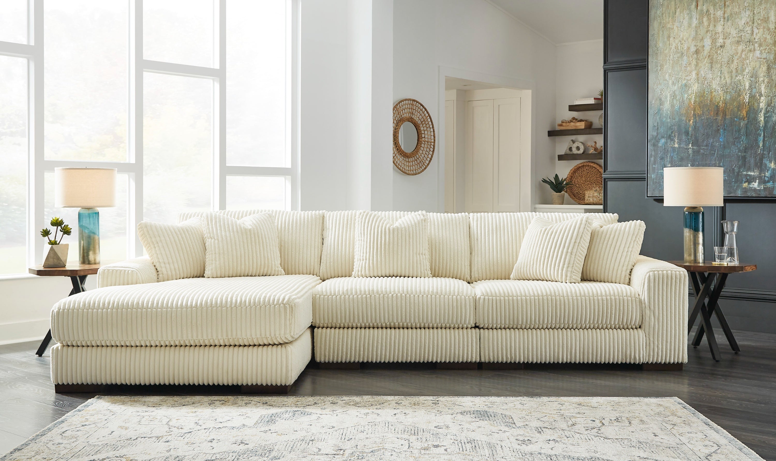 Modern Heritage Lindyn 3-Piece Fabric Sectional with Chaise (RAF/LAF)-Jennifer furniture