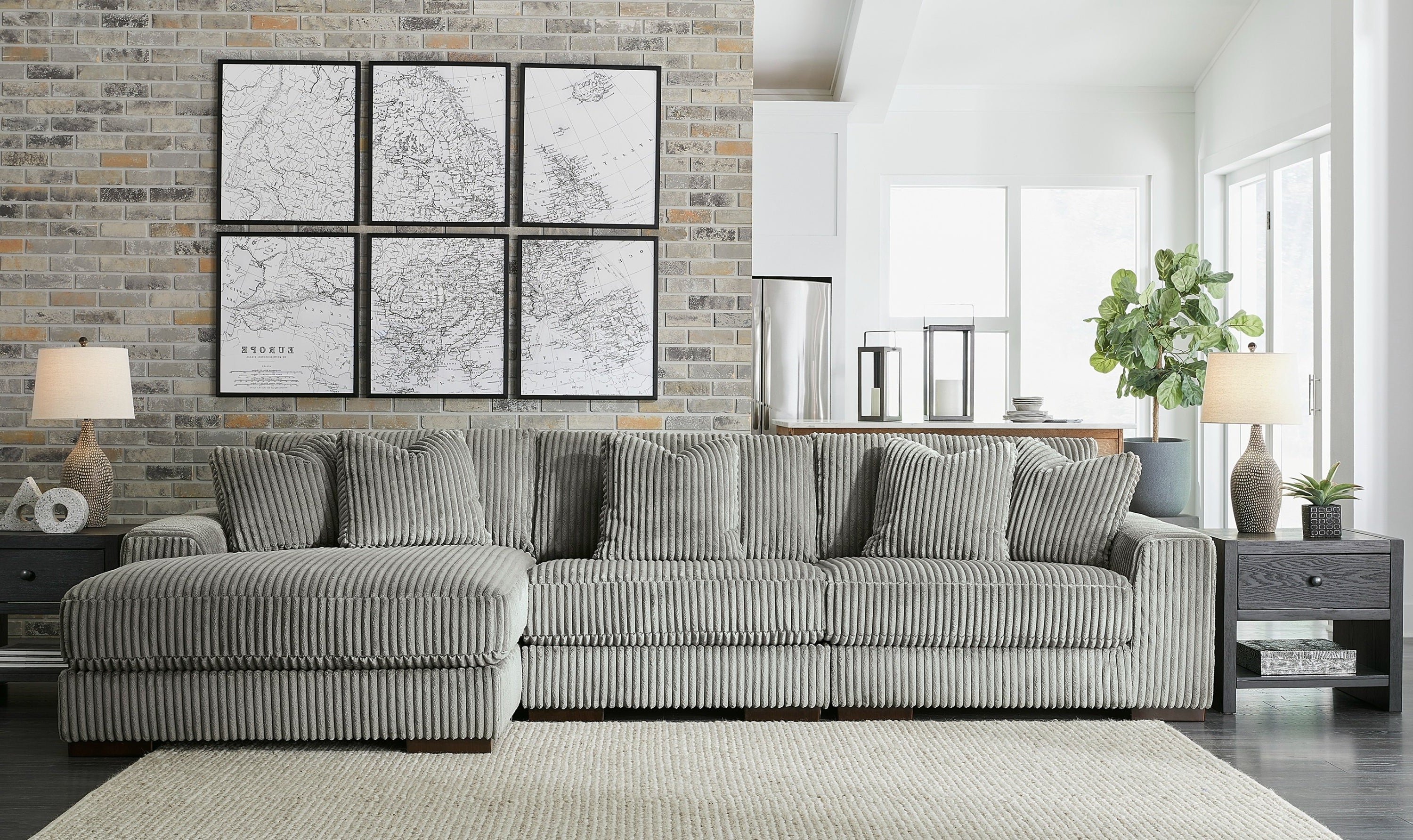 Modern Heritage Lindyn 3-Piece Fabric Sectional with Chaise (RAF/LAF)-Jennifer furniture