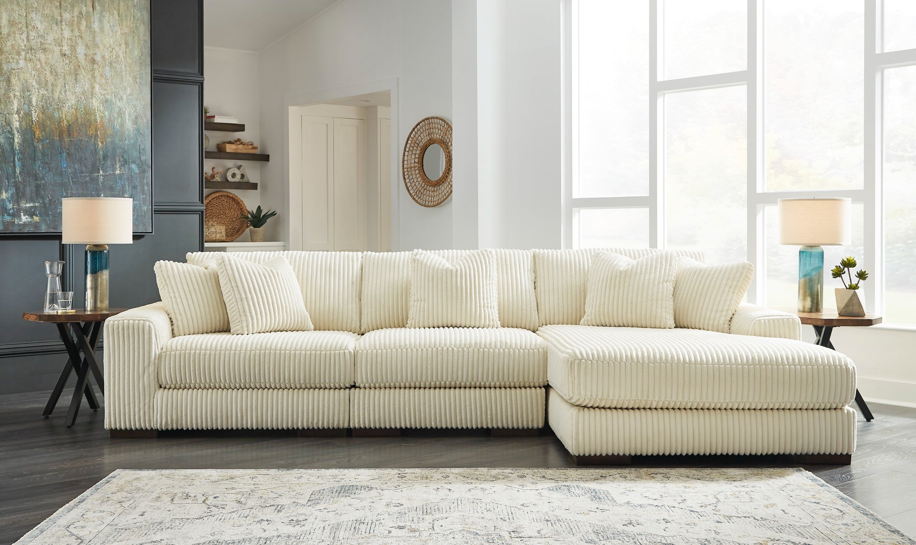 Modern Heritage Lindyn 3-Piece Fabric Sectional with Chaise (RAF/LAF)-Jennifer furniture