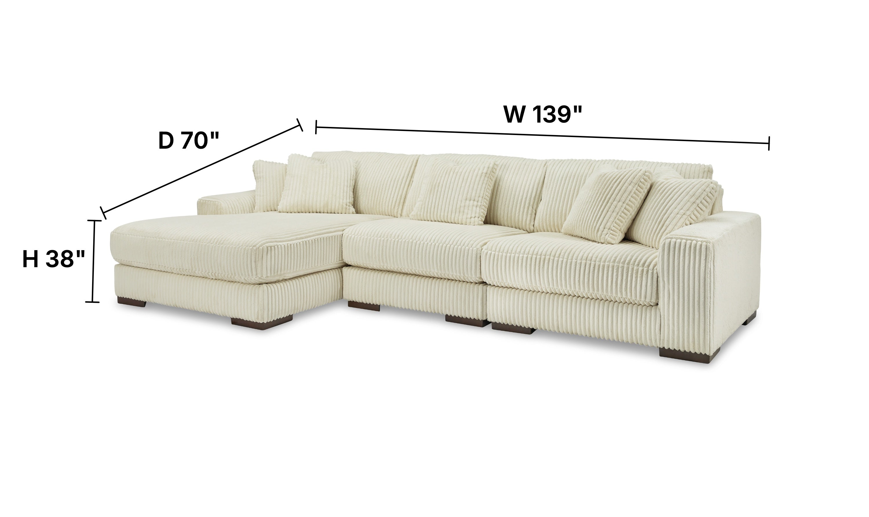 Modern Heritage Lindyn 3-Piece Fabric Sectional with Chaise (RAF/LAF)-Jennifer furniture