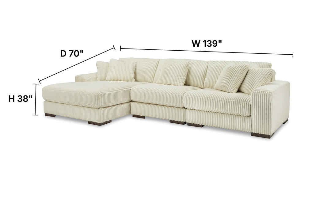 Modern Heritage Lindyn 3-Piece Fabric Sectional with Chaise (RAF/LAF)-Jennifer furniture