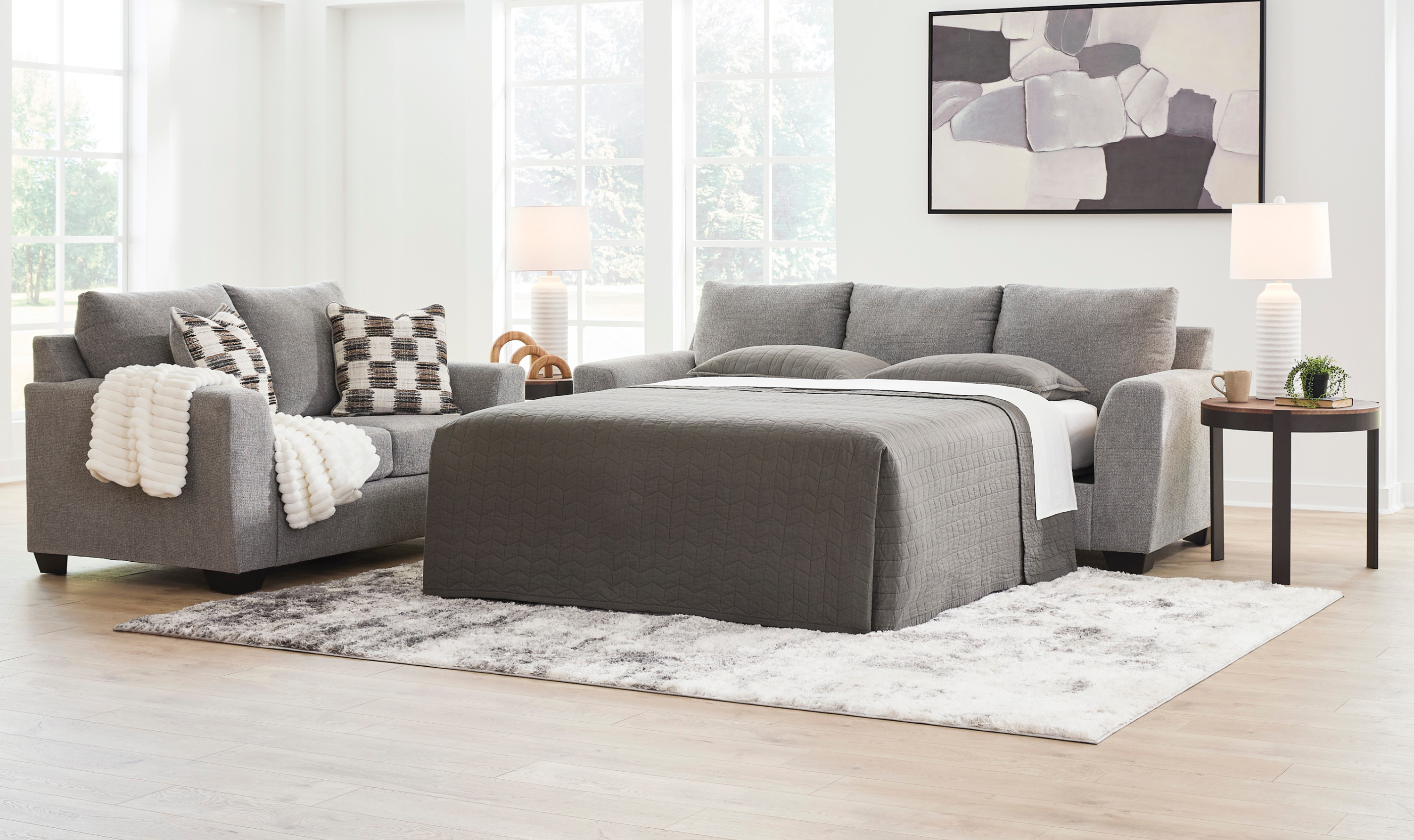 Modern Heritage Loreo Queen Fabric Sleeper Sofa with Foam Mattress