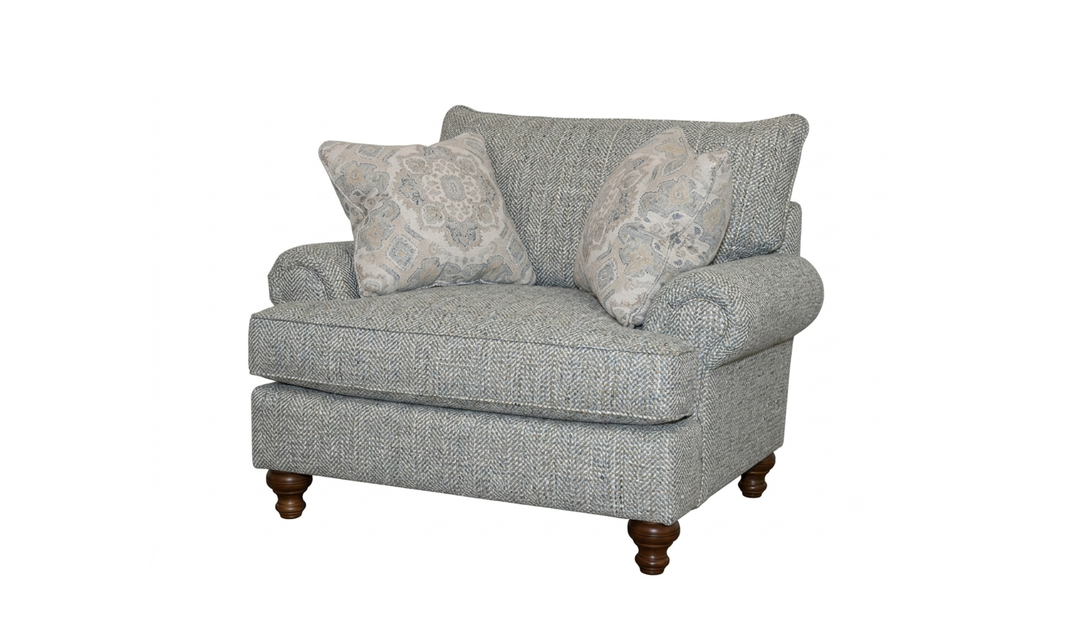Klaussner Fairview Fabric Roll Arm Sofa with Accent Pillows