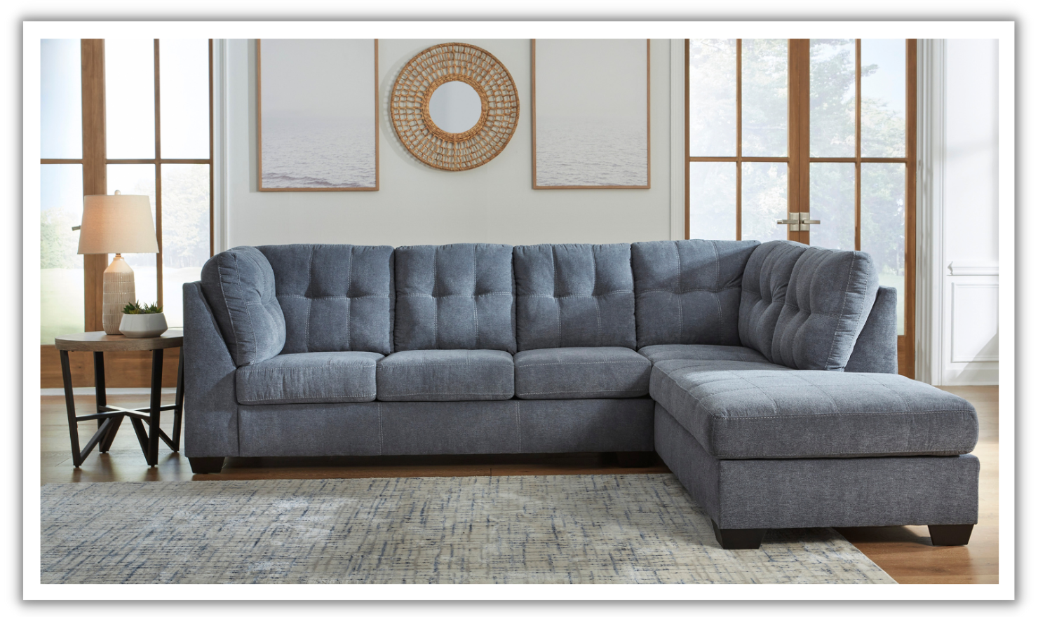 Modern Heritage Marleton 2-Piece Tufted Fabric Sectional with