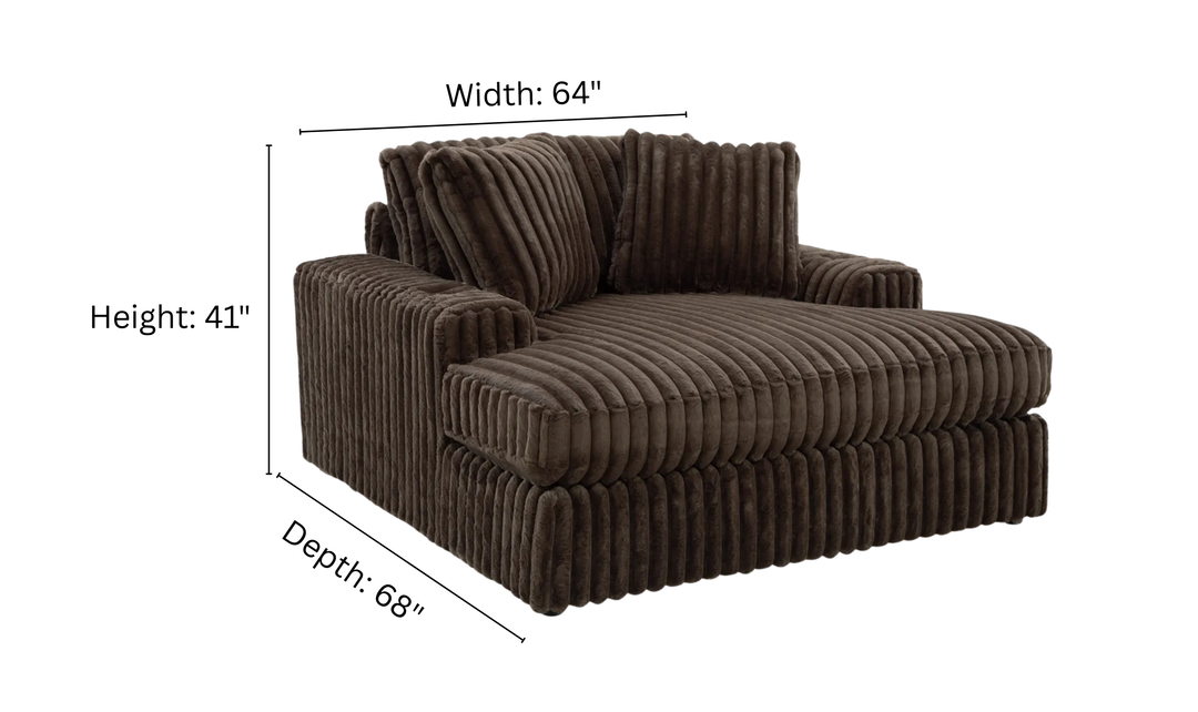Modern Heritage Midnight-Madness Fabric Oversized Chaise with USB Port