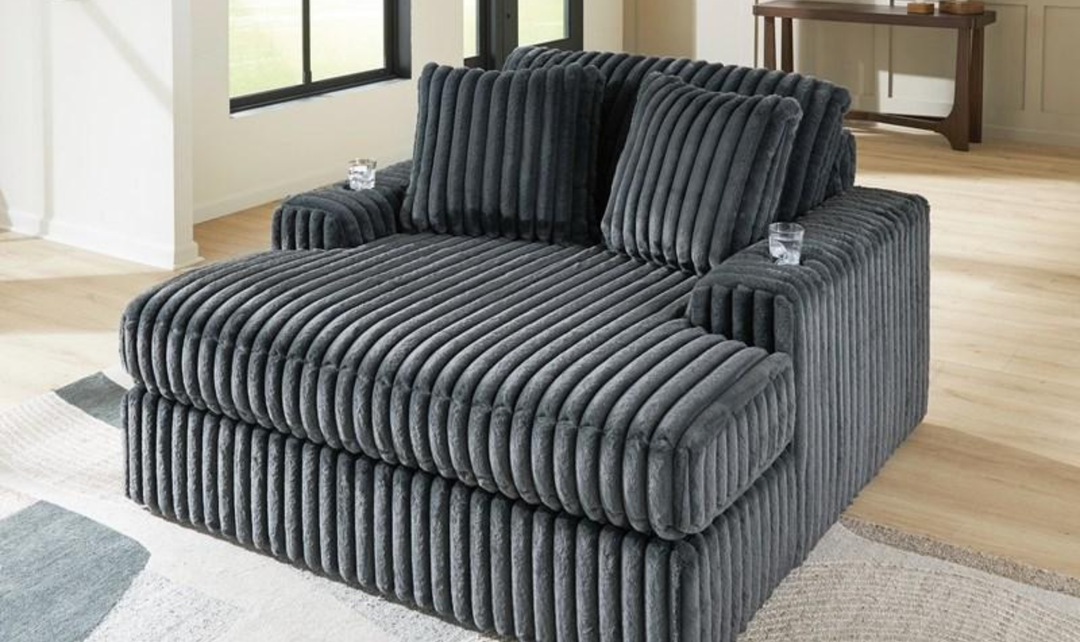 Modern Heritage Midnight-Madness Fabric Oversized Chaise with USB Port