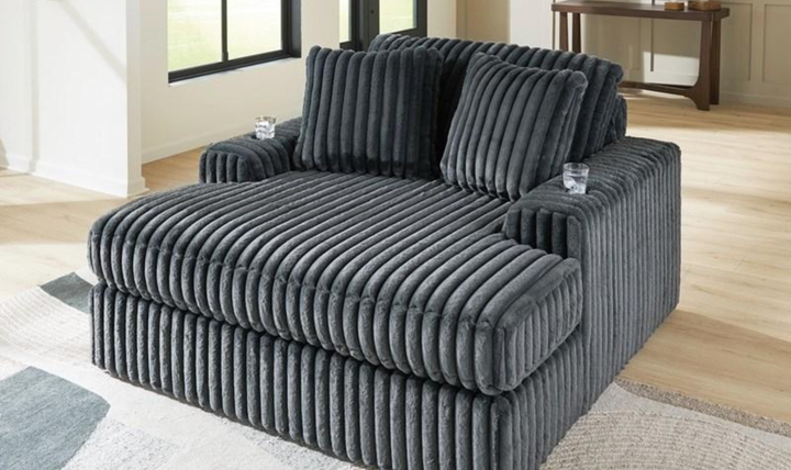 Modern Heritage Midnight-Madness Fabric Oversized Chaise with USB Port
