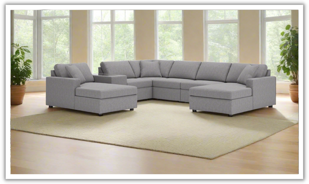 Modern Heritage Modmax Fabric Sectional Sofa with Throw pillow