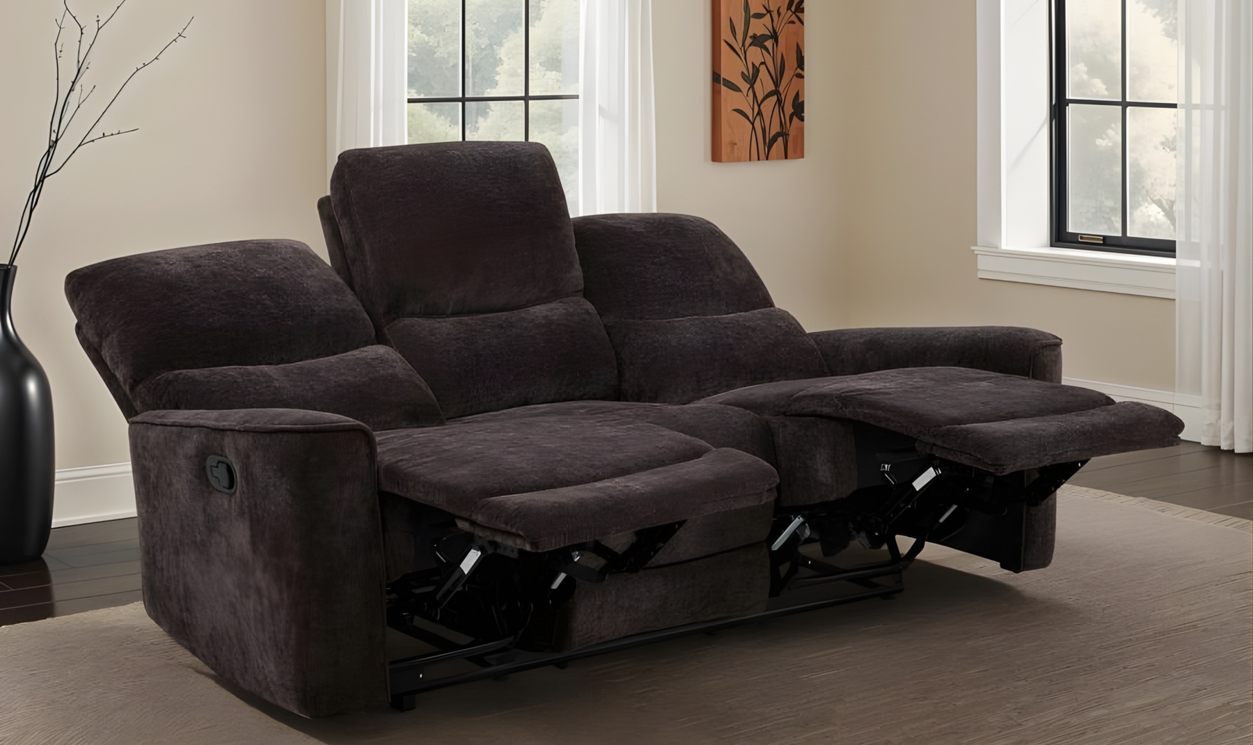 Modern Heritage Navarro Chenille Fabric Manual Reclining Sofa ...