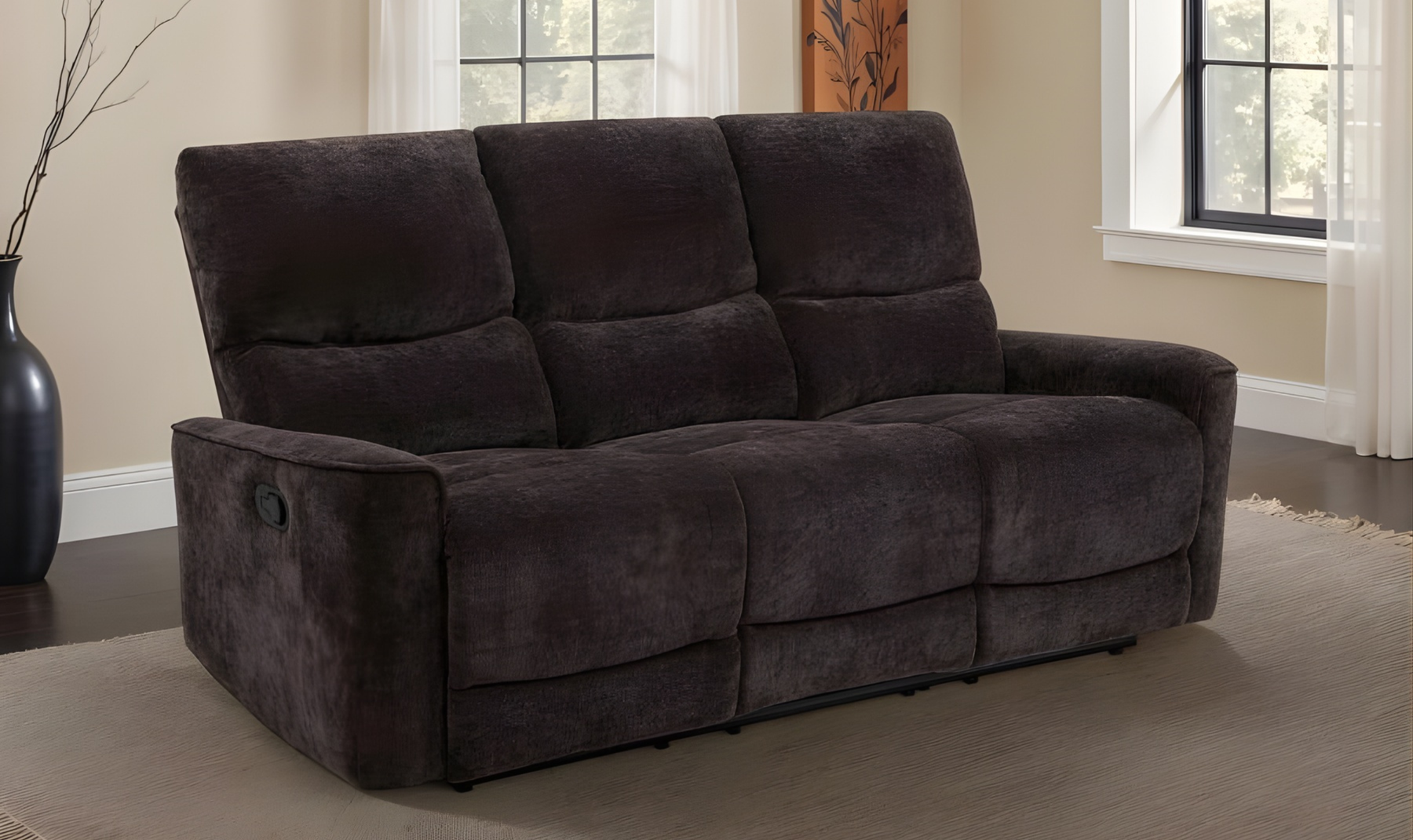 Modern Heritage Navarro Chenille Fabric Manual Reclining Sofa ...