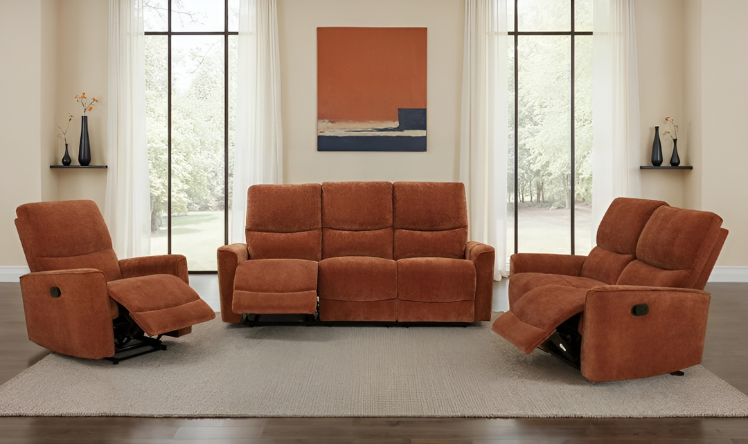 Modern Heritage Navarro Chenille Fabric Manual Reclining Sofa